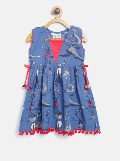 

BownBee Girls Blue Printed A-Line Dress