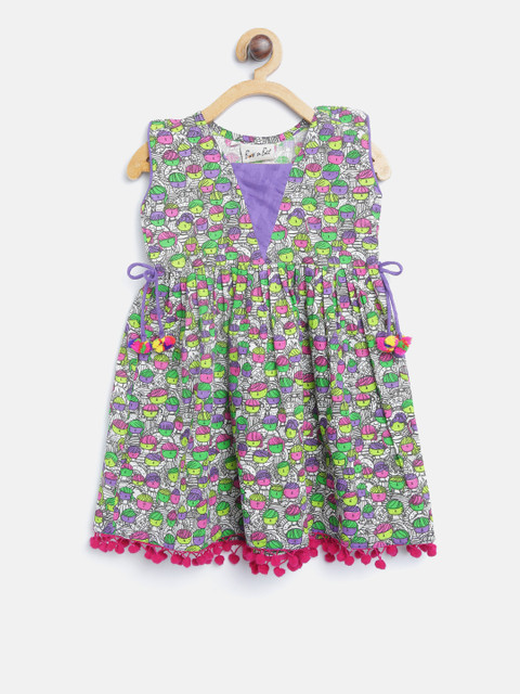 

BownBee Girls Multicoloured Printed A-Line Dress, Multi