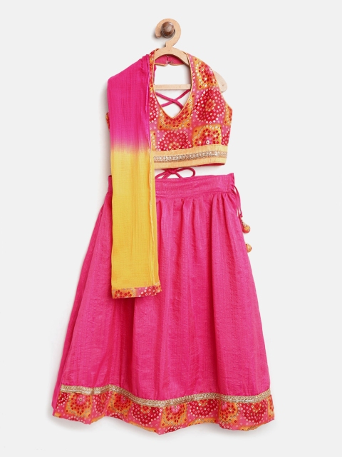 

BownBee Girls Pink Ready to Wear Lehenga & Blouse with Dupatta