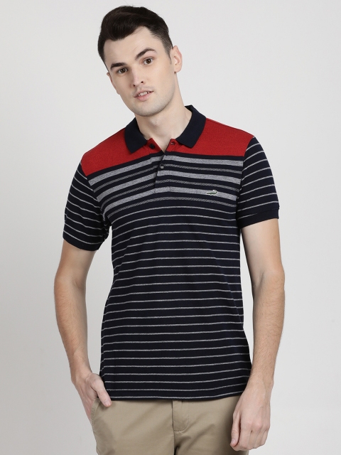 

Crocodile Men Red Striped Polo Collar T-shirt