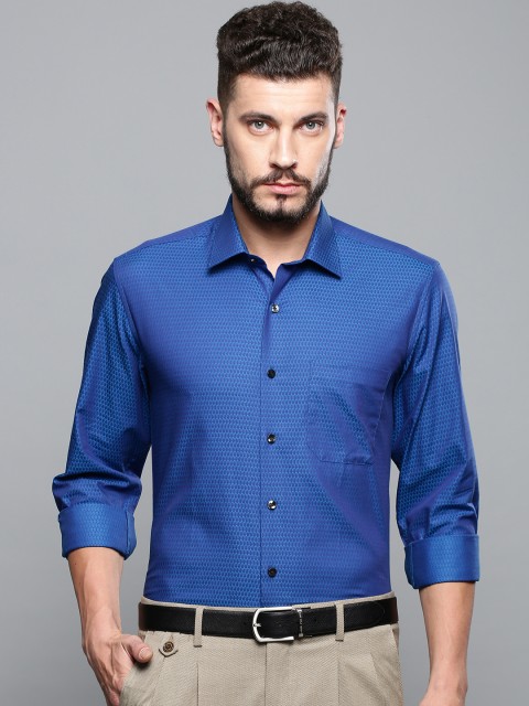 

Louis Philippe Men Blue Slim Fit Self Design Formal Shirt