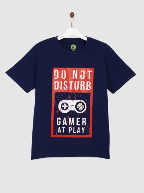 

YK Boys Navy Blue Printed Round Neck T-shirt