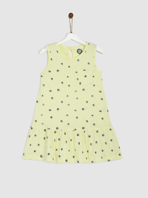

YK Girls Yellow Printed A-Line Dress