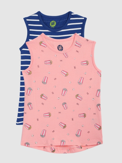

YK Girls Set Of 2 Printed Regular Tops, Blue