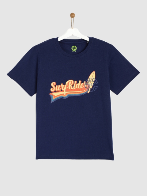 

YK Boys Navy Blue Printed Round Neck T-shirt