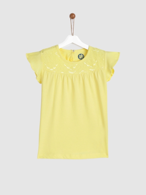 

YK Girls Yellow Solid Top