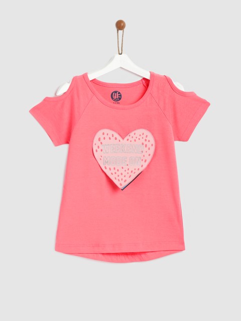

YK Girls Pink Printed Top