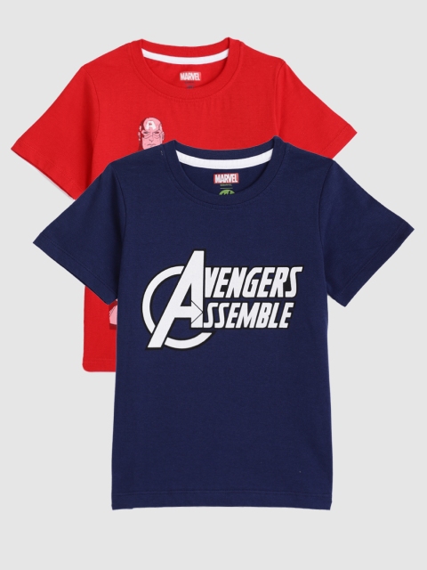 

YK Marvel Boys Pack of 2 Printed Round Neck T-shirt, Navy blue
