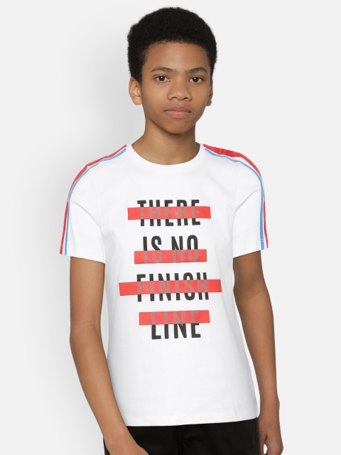 

YK Boys White Printed Round Neck T-shirt