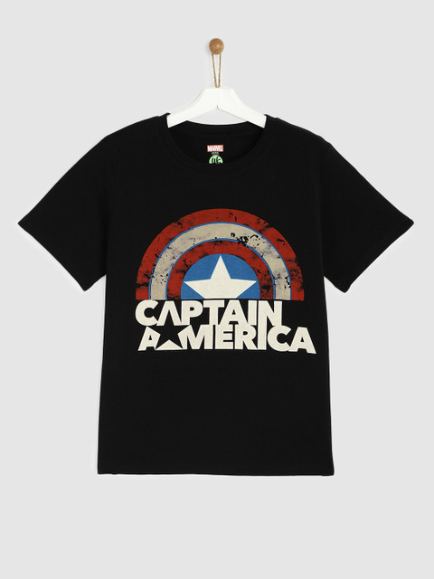 

YK Marvel Boys Round Neck T-shirt, Black