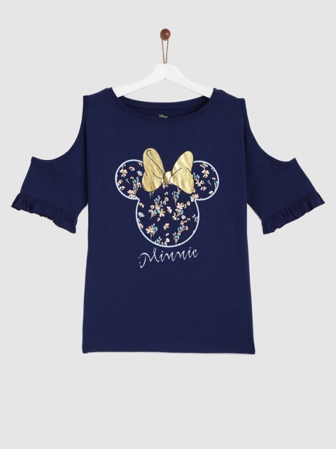 

YK Disney Girls Navy Blue Printed Top