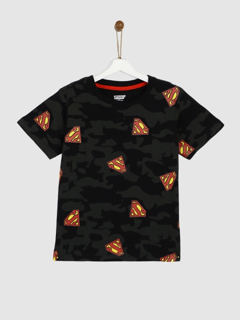 

YK Justice League Boys Black Camouflage Printed Round Neck T-shirt