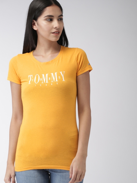 

Tommy Hilfiger Women Mustard Yellow Printed T-shirt