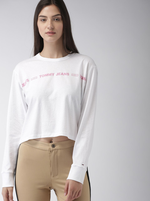 

Tommy Hilfiger Women White Printed Round Neck Crop T-shirt