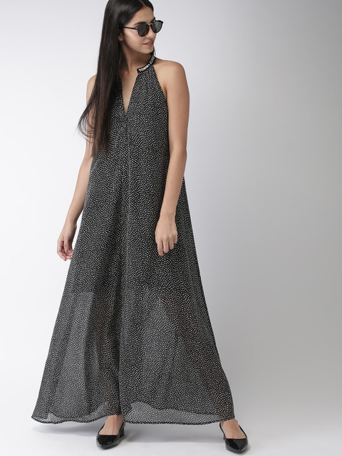 

Tommy Hilfiger Women Black Printed A-Line Maxi Dress