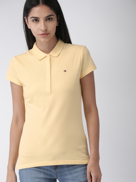 

Tommy Hilfiger Women Yellow Solid Polo Collar T-shirt