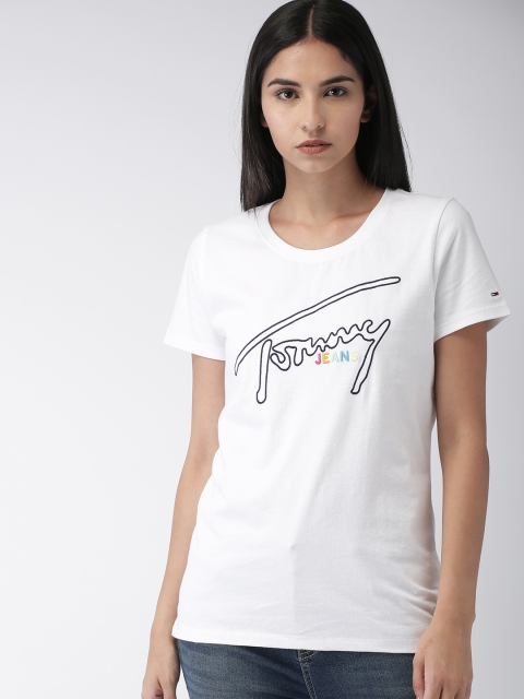

Tommy Hilfiger Women White Embroidered Round Neck T-shirt