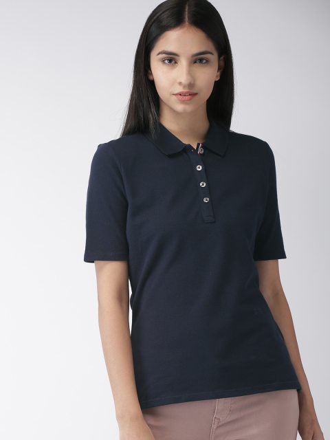 

Tommy Hilfiger Women Navy Blue Solid Polo Collar T-shirt