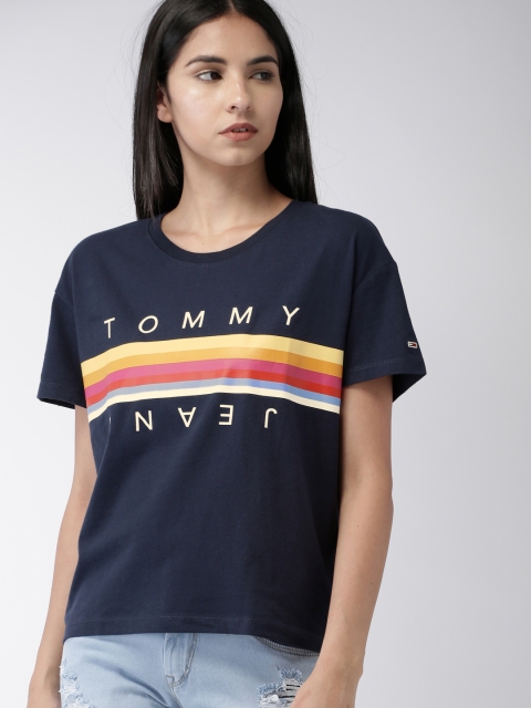 

Tommy Hilfiger Women Navy Blue Printed Round Neck T-shirt
