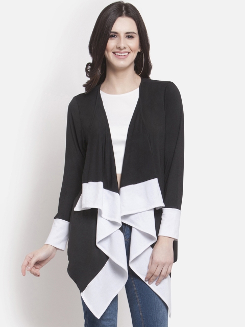 

Martini Black & White Solid Open Front Shrug