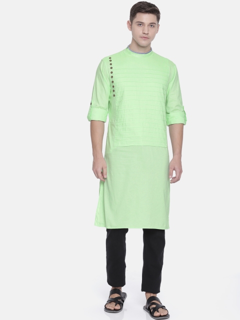 

Freehand Men Green Solid Straight Kurta