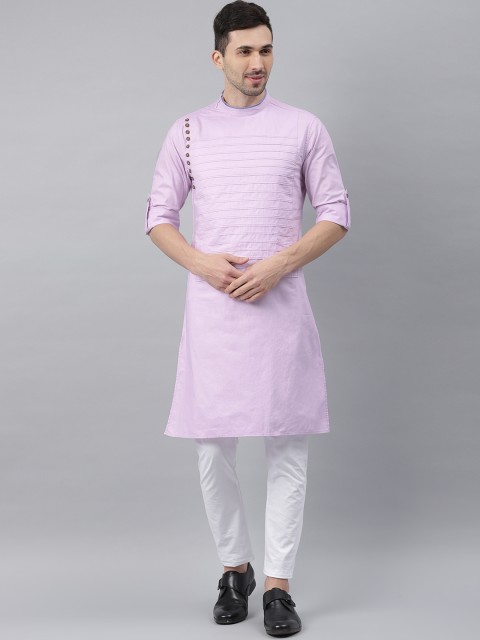 

Freehand Men Lavender Solid Straight Kurta