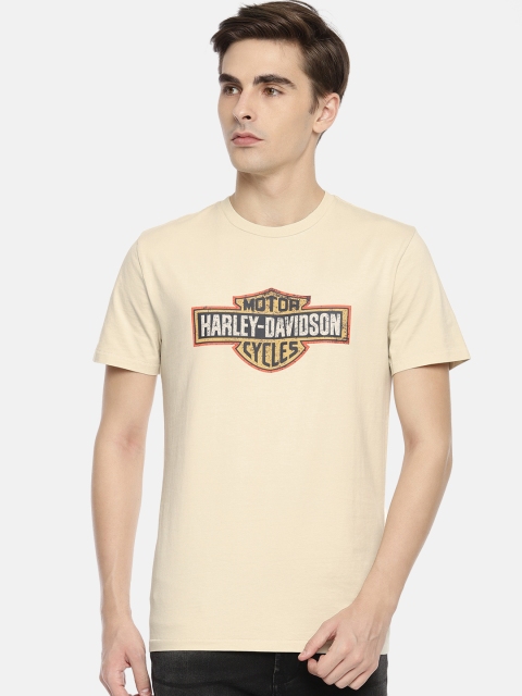 

Harley-Davidson Men Cream-Coloured Printed Slim Fit T-shirt