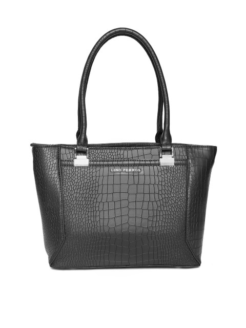 

Lino Perros Black Croc Textured Shoulder Bag