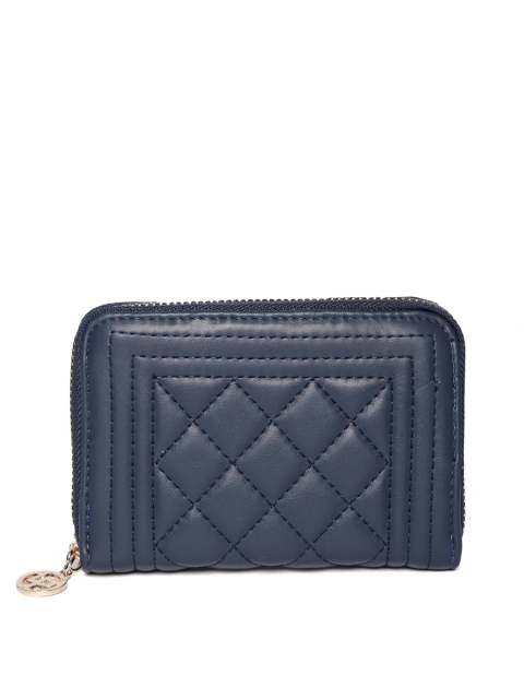 

Lino Perros Women Navy Blue Quilted Zip Around Wallet