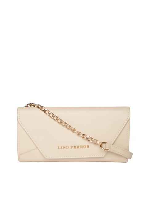 

Lino Perros Beige Solid Clutch with Detachable Sling Strap