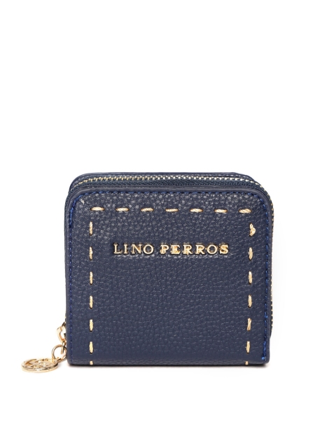 

Lino Perros Women Navy Blue Solid Zip Around Wallet