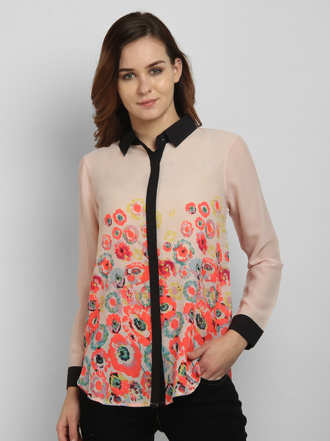 

LA LOFT Women Pink Regular Fit Printed Casual Shirt