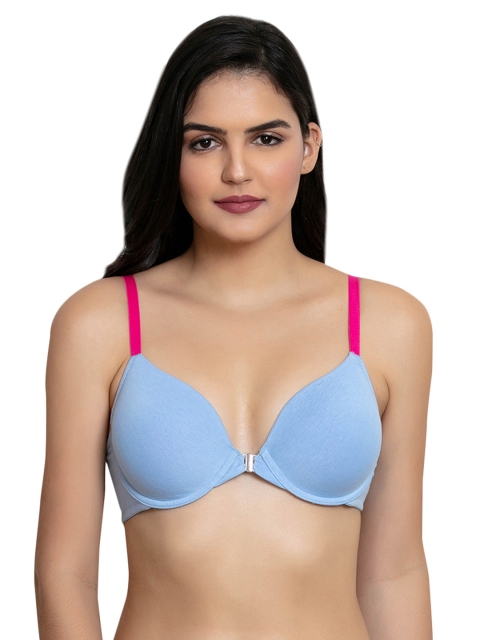 

Zivame Blue Solid Underwired Heavily Padded T-shirt Bra ZI1552FASHA