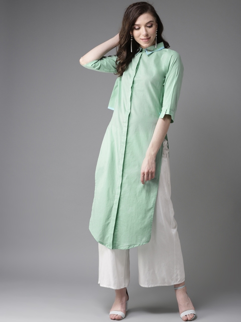 

Moda Rapido Women Green Solid Straight Pathani Kurta