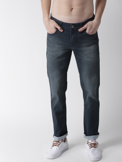 

Flying Machine Men Navy Michael Tapered Fit Mid-Rise Clean Look Stretchable Jeans, Navy blue