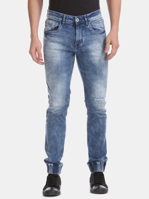 

Flying Machine Men Blue Mid-Rise Low Distress Stretchable Jogger Jeans