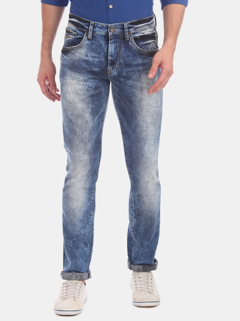 

Flying Machine Men Blue Tapered Fit Mid-Rise Clean Look Stretchable Jeans