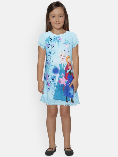 

Peppermint Girls DISNEY Blue Printed A-Line Dress