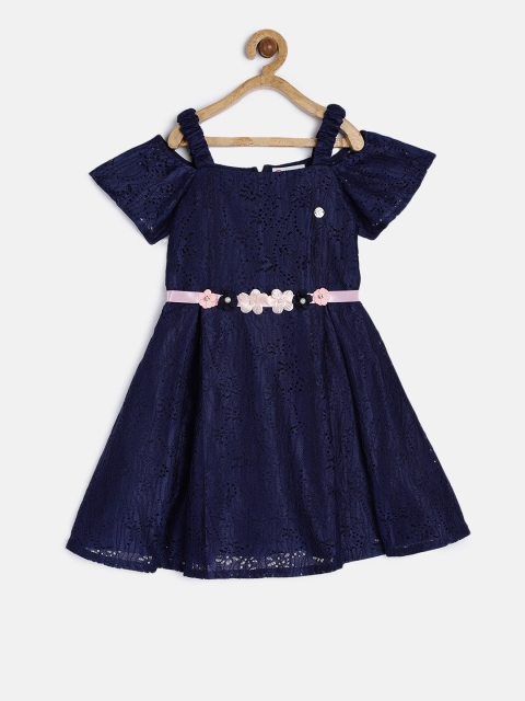 

Peppermint Girls Navy Blue Fit and Flare Dress