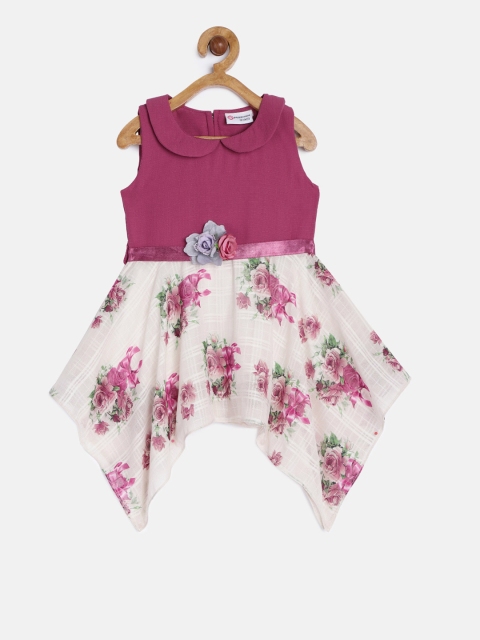 

Peppermint Girls Mauve & Off-White Printed Fit and Flare Dress