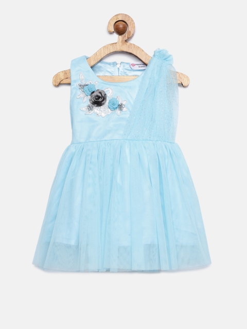 

Peppermint Girls Blue Solid Fit and Flare Dress