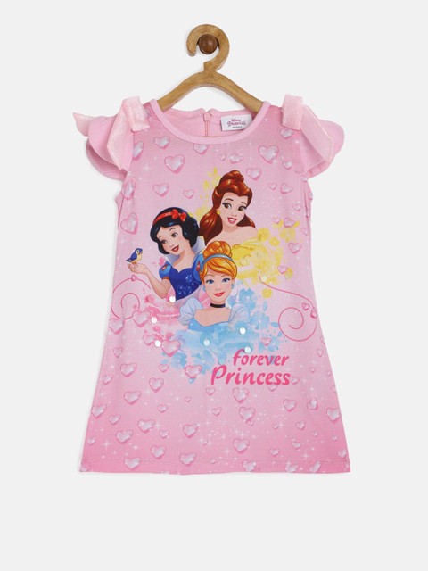 

Peppermint Girls Pink DISNEY Printed A-Line Dress