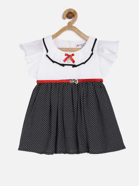 

Peppermint Girls White & Black Printed Fit and Flare Dress
