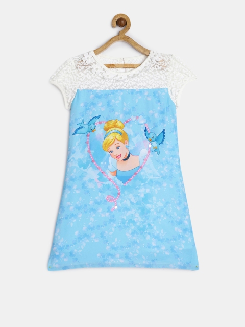 

Peppermint Girls Blue Printed A-Line Dress