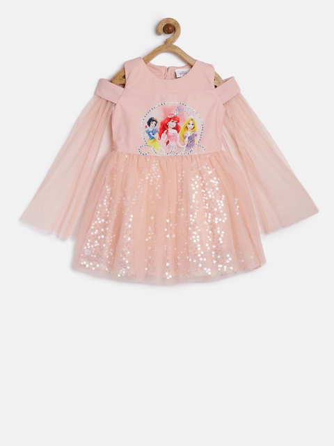 

Peppermint Girls Peach-Coloured Embellished Fit and Flare Dress