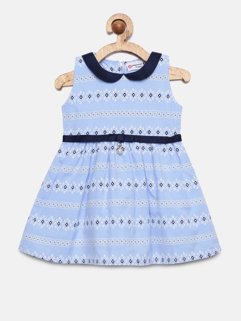 

Peppermint Girls Blue Printed Fit and Flare Dress