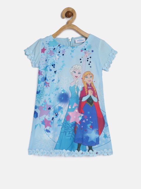 

Peppermint Girls Blue Disney Frozen Printed A-Line Dress