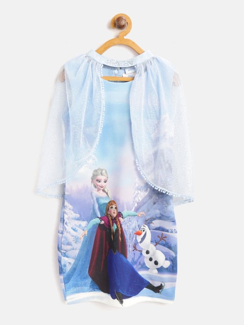 

Peppermint Girls Blue Printed A-Line Dress