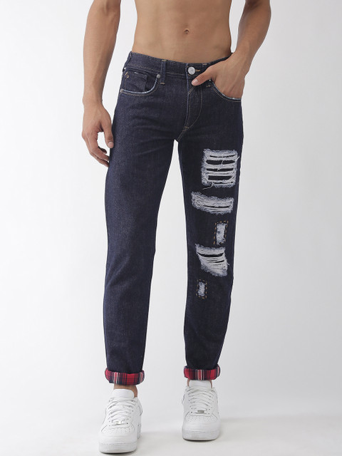 

Flying Machine Men Blue Prince Slim Fit Mid-Rise Highly Distressed Jeans