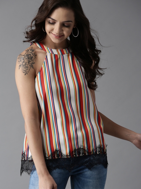 

HERE&NOW Women Multicoloured Striped Top, Multi